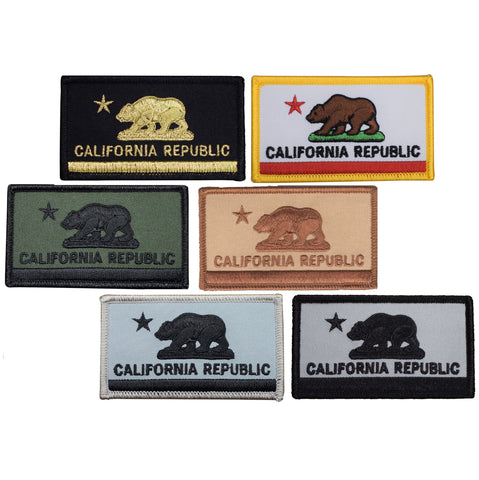 California Flag Patch Set - CA Republic Embroidered Badge 3.25" (6-Pack, Iron Or Sew On)