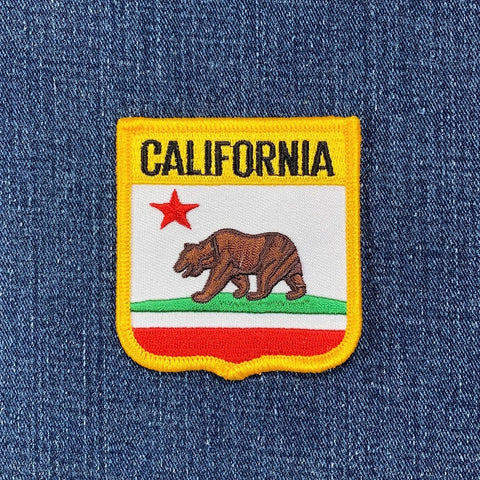 California Patch - Embroidered Flag Shield Badge 2.75" (Iron On)