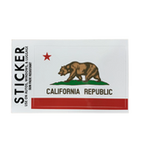 A sticker with the California flag design, including a grizzly bear and a star