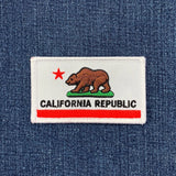 California Republic flag patch on a denim background