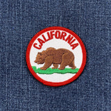 California bear patch on denim fabric