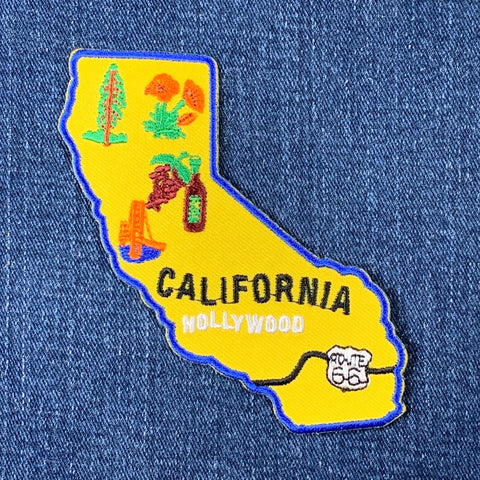 California Map Patch - Embroidered Los Angeles San Francisco Wine Country Redwoods Badge 3-5/8" (Iron Or Sew On)
