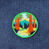 California Redwoods Patch - Embroidered Hiking Badge 3" (Iron Or Sew On)