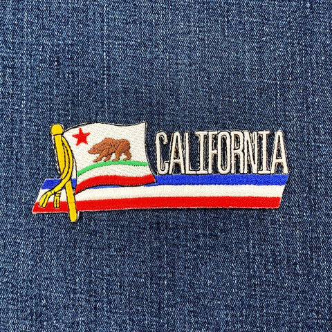 California Patch - Embroidered Ribbon & Flag Badge 4.5" (Iron On)