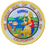 California Seal Patch - Embroidered Metallic Gold CA Badge 3" (Iron Or Sew On)