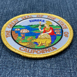 California Seal Patch - Embroidered Metallic Gold CA Badge 3" (Iron Or Sew On)