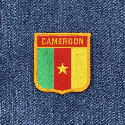 Cameroon Patch - Embroidered Flag Shield Badge 2.75" (Iron Or Sew On)