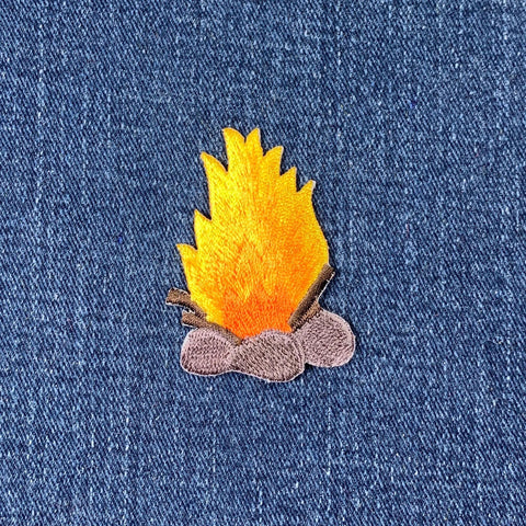 Campfire Applique Patch - Embroidered Camping & Backpacking Camp Fire Badge 2" (Iron On)