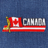 Canada Patch - Ribbon Maple Leaf Flag Embroidered Badge 4.75" (Iron Or Sew On)
