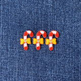 3-Pack Candy Cane Applique Patch - Embroidered Christmas Badge 7/8" (Iron On)
