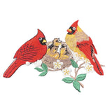 Cardinal Birds Nest Applique Patch - Fledgling Baby Bird Chicks Embroidered Badge 5.25" (Iron On)