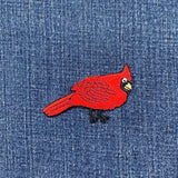 Cardinal Applique Patch - Embroidered Bird Badge 2-1/8" (Iron On)