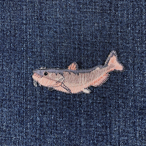 Catfish Applique Patch - Embroidered Fish Badge 2-3/4" (Iron On)