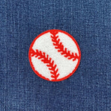 Baseball patch on a denim background