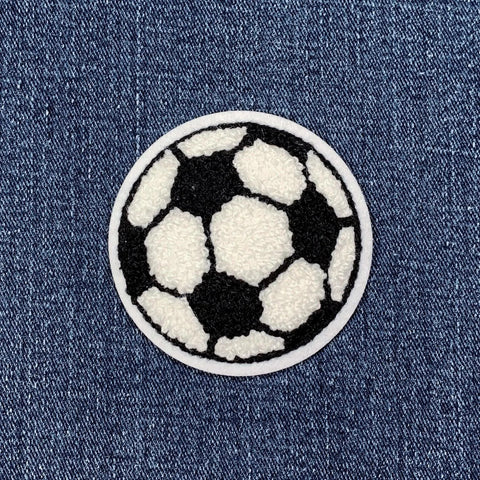 Chenille Soccer Patch - Letterman Jacket Sports Ball Badge 2-5/8" (Iron Or Sew On)