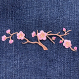 Cherry Tree Applique Patch - Embroidered Branch & Flowers Badge 5.75" (Iron On)