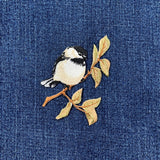 Chickadee Applique Patch - Embroidered Bird & Branch Badge 3.25" (Iron On)