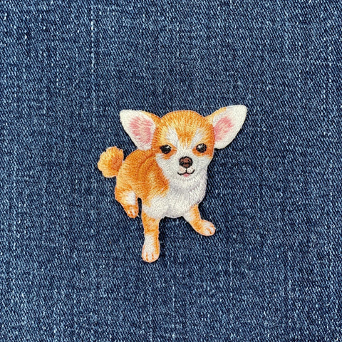 Chihuahua Applique Patch - Embroidered Puppy Dog Badge 2-1/8" (Iron On)