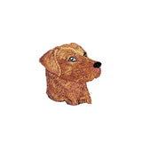 Patch with a dog's face on a white background