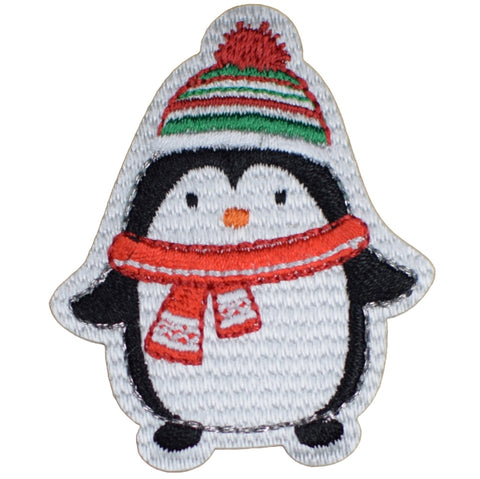 Christmas Penguin Applique Patch - Winter Holiday Badge 2-1/8" (Iron on)