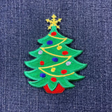 Christmas Tree Applique Patch - Embroidered Holiday Badge 3.5" (Iron Or Sew On)