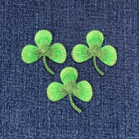 3-Pack Shamrock Applique Patch - Embroidered Clover Badge 1.5" (Iron On)