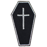 Coffin Applique Patch - Embroidered Jesus Cross Mortuary Funeral Badge 2.5" (Iron On)
