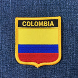 Colombian flag patch on a denim background