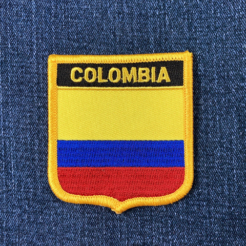 Colombian flag patch on a denim background