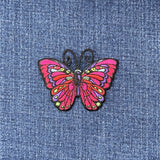 Butterfly Applique Patch - Jewel Tone Gardening Embroidered Insect Badge 2.5" (Iron On)