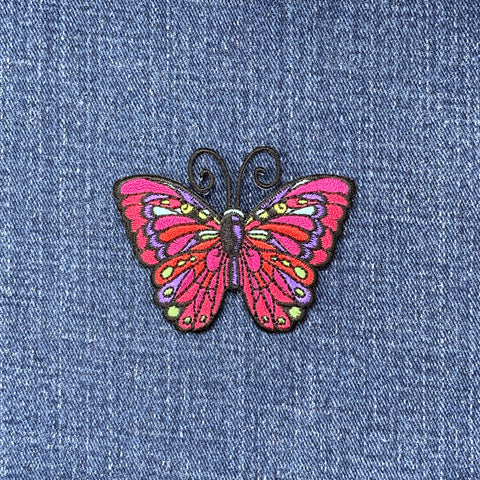 Butterfly Applique Patch - Jewel Tone Gardening Embroidered Insect Badge 2.5" (Iron On)