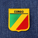 Patch with Congo flag design on a denim background