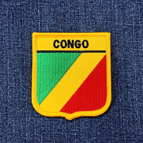 Patch with Congo flag design on a denim background