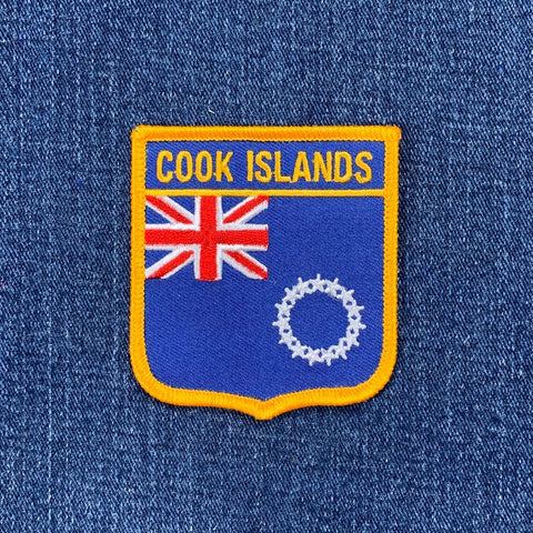 Cook Islands Patch - Embroidered Flag Shield Badge 2.75" (Iron Or Sew On)