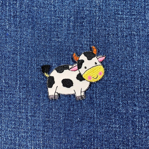 Cow Applique Patch - Cute Heifer Calf Embroidered Farm Badge 2-1/8" (Iron On)