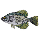 Embroidered patch of a fish on a white background
