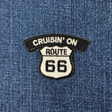 Cruisin' On Route 66 Patch - Embroidered Motorcycle Cruising Rt. 66 Biker Badge 2.5" (Iron Or Sew On)