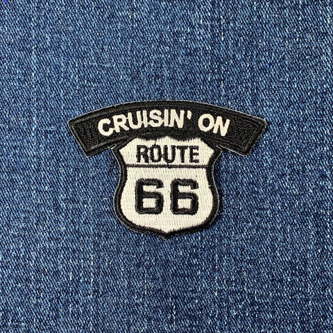 Cruisin' On Route 66 Patch - Embroidered Motorcycle Cruising Rt. 66 Biker Badge 2.5" (Iron Or Sew On)
