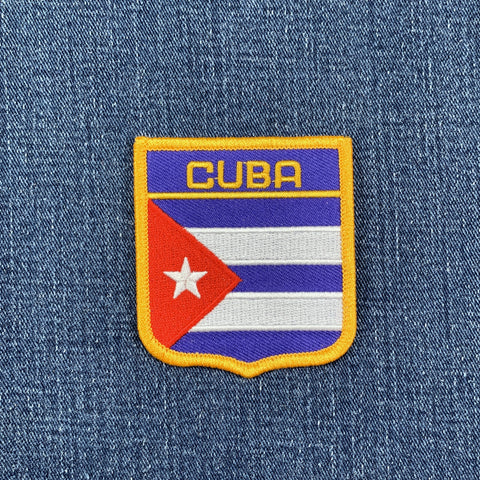 Cuba flag patch on a denim background