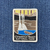 Embroidered patch of Cuyahoga Valley National Park on denim fabric