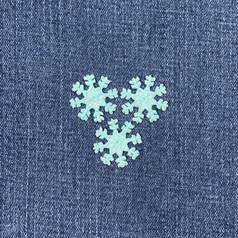 3-Pack Cyan Snowflake Applique Patch - Mini Embroidered Winter Snow Badge 1" (Iron On)