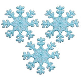 3-Pack Cyan Snowflake Applique Patch - Mini Embroidered Winter Snow Badge 1" (Iron On)
