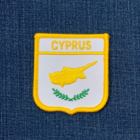 Cyprus Patch - Embroidered Flag Shield Badge 2.75" (Iron Or Sew On)