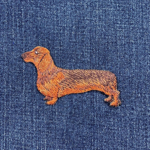 Dachshund Applique Patch - Embroidered Wiener Dog Animal Badge 3.25" (Iron On)