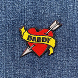 Daddy Patch - Embroidered Heart Dad Badge 2.25" (Iron On)