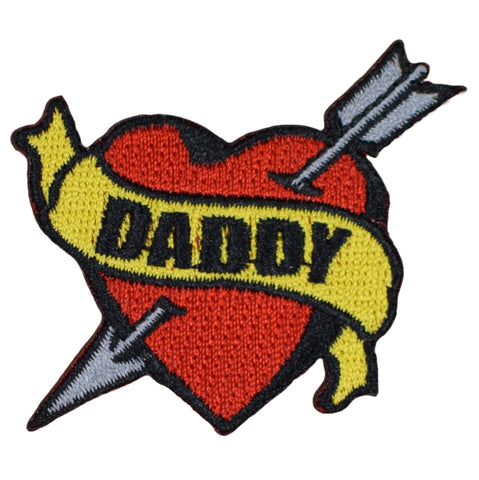 Daddy Tattoo Patch - Arrow Through Heart, I Love Dad Badge 2.25" (Iron on)