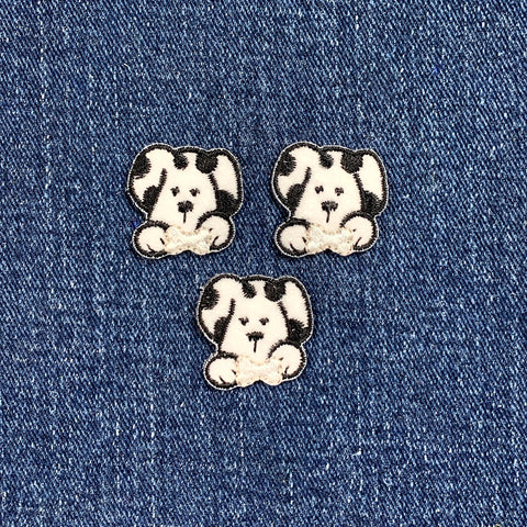 3-Pack Dalmatian Applique Patch - Embroidered Puppy Dog & Bone Badge 7/8" (Iron On)