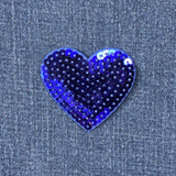 Sequin Heart Applique Patch - Deep Blue Purple Love Badge 2.25" (Iron On)