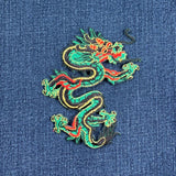 Large Green Dragon Applique Patch - Power Strength Luck Right 4.5" (Iron on)