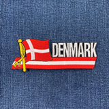 Denmark flag patch on a denim background